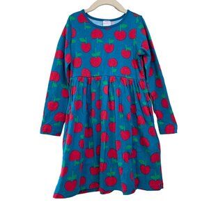 HANNA ANDERSSON Apples Dress Girls 8 130 Red Apple Playdress Pockets Blue